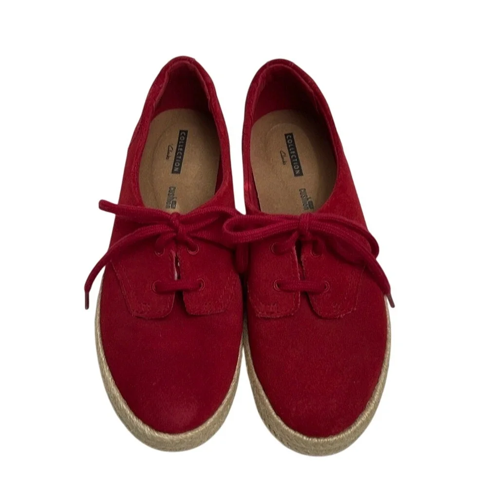 Clarks Collection Women's Red‎ Espadrille Loafers Sneakers 8